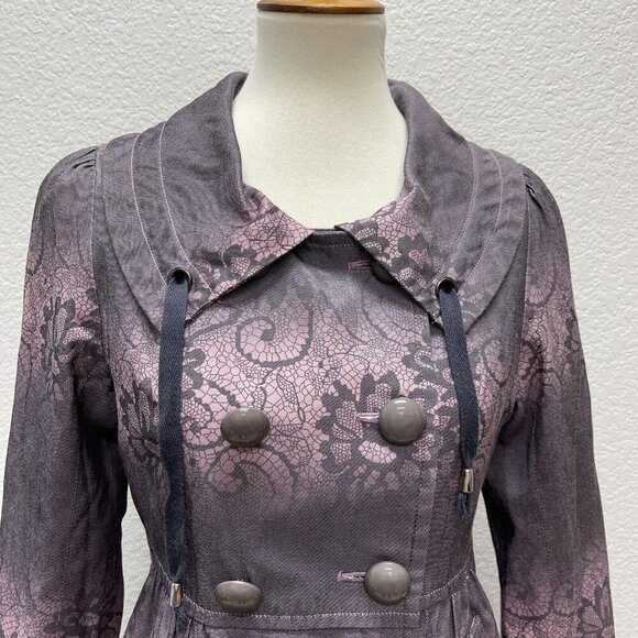 Jade Melody Tam Womens Small Cotton Blend Mid-lengthTrench Coat Purple Lavendar - Picture 5 of 11